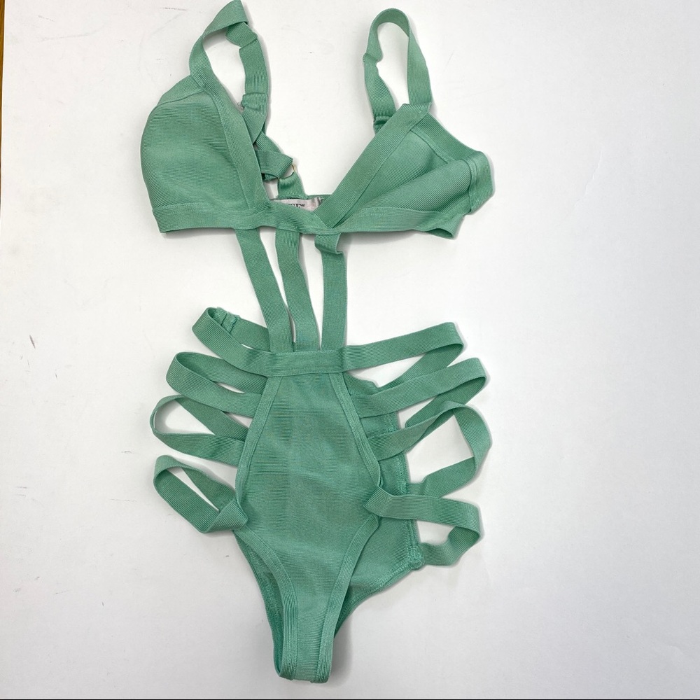 House Of CB London Green Cutout Sexy Bodysuit Sz S